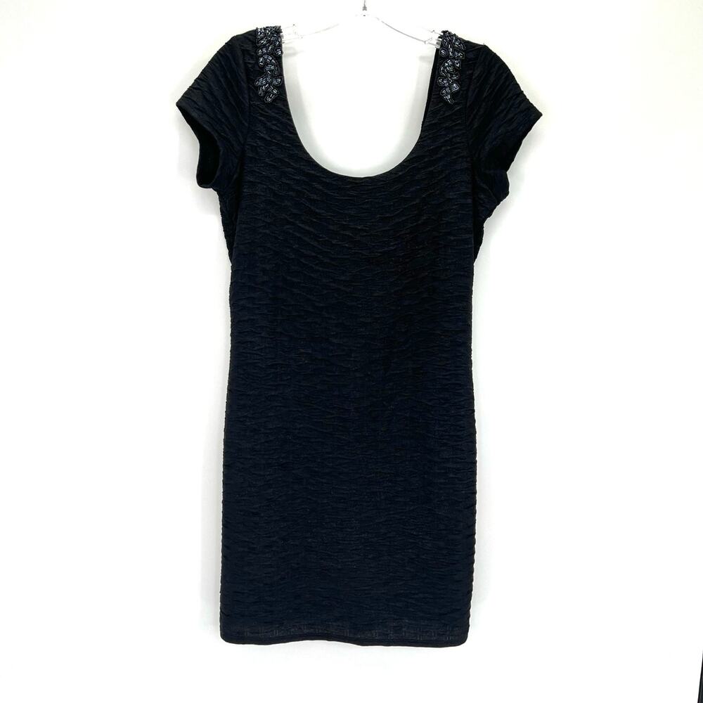 Free people women’s black metallic stretch mini beaded dress